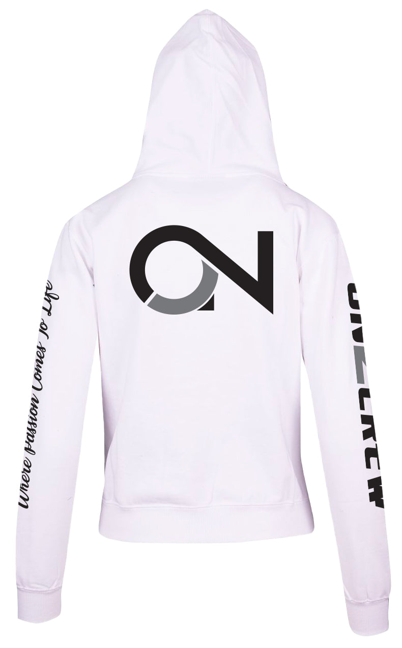 Women's/Kids On2Crew Pull Over Hoodie - White/Black