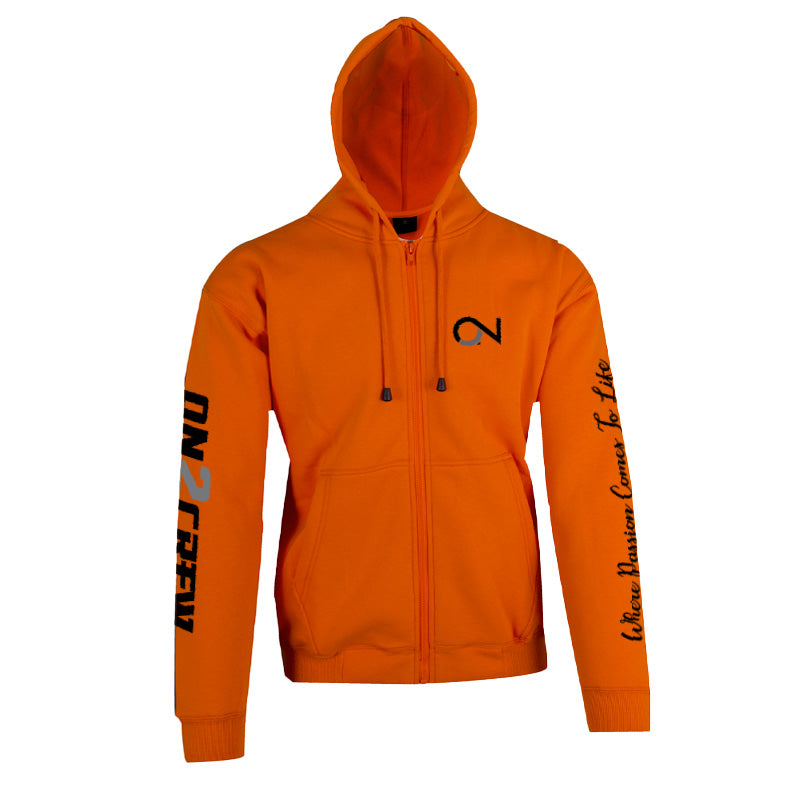 On2Crew Work M8 Hi-Viz Fleece ZIP Hoodie - Orange/Black