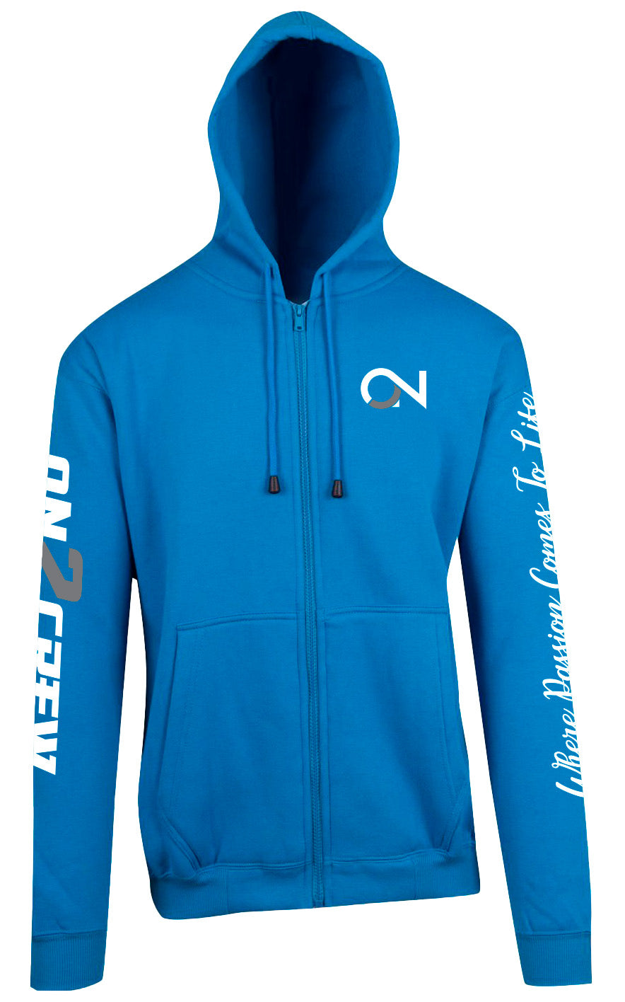 On2Crew Fleece ZIP Hoodie- Azure Blue