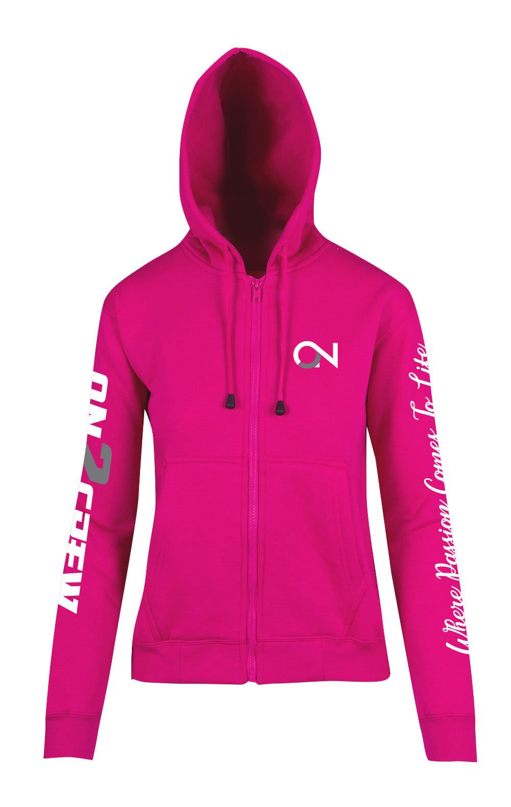 Women's/Kids On2Crew Fleece ZIP Hoodie - Hot Pink/White