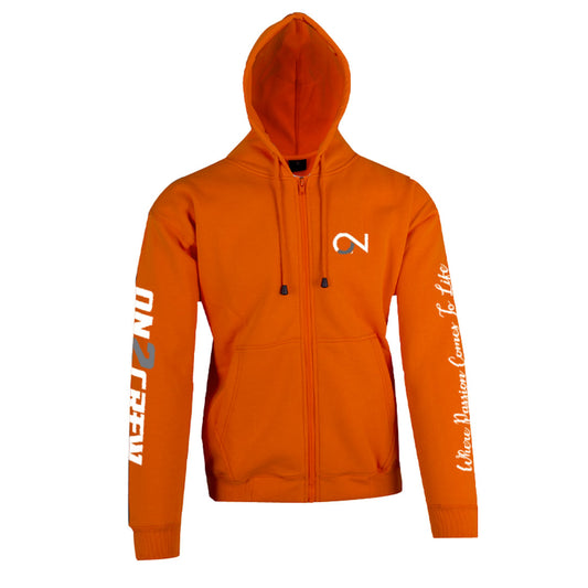 On2Crew Work M8 Hi-Viz Fleece Hoodie - Orange/White