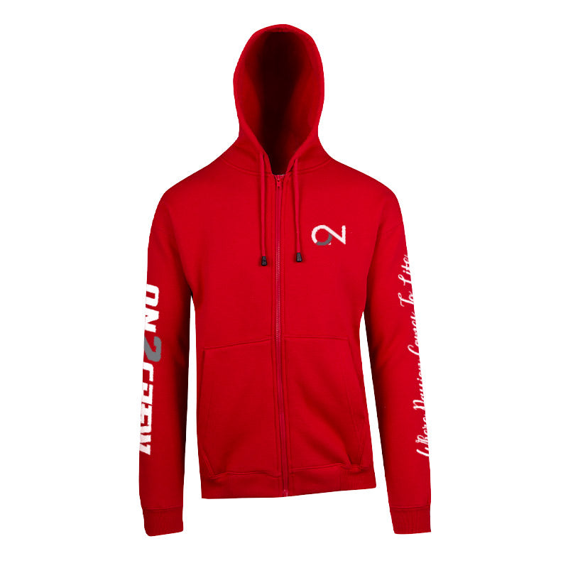 On2Crew Fleece ZIP Hoodie - Red/White